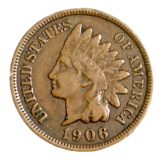 1906 Indian Head Cent Good-Fine (G-F) Average Circulated Condition Bronze Penny
