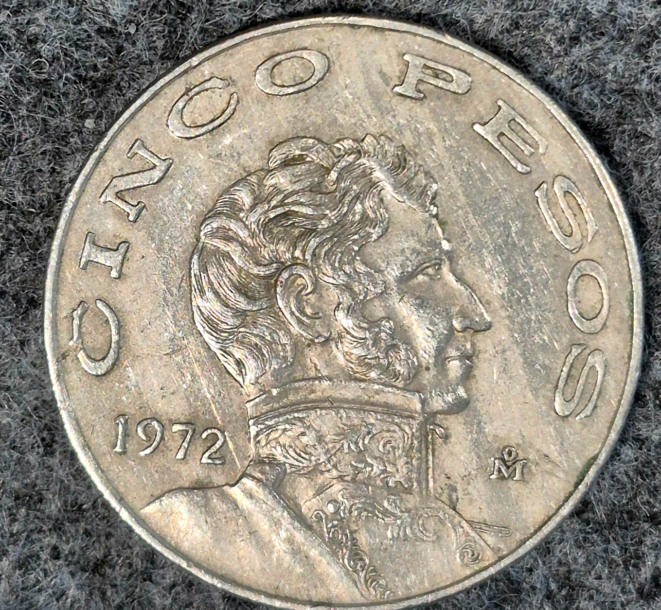 1972 Mexico Cinco 5 Five Pesos - Mexican Copper Nickel World Coin