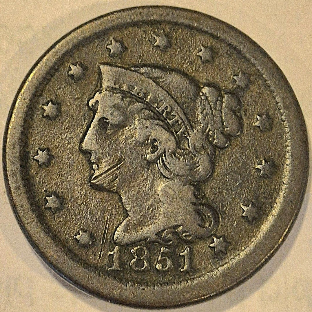 1851 Braided Hair Large Cent GSID 1156 Fine-Very Fine Features