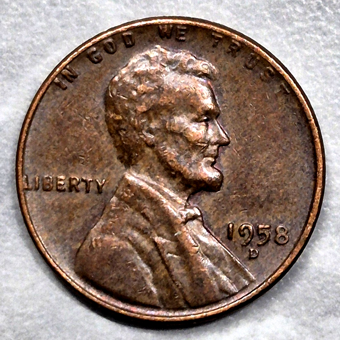 1958-D Lincoln Wheat Cent 1C Last Year Wheat Penny Denver Mint Extremely Fine XF