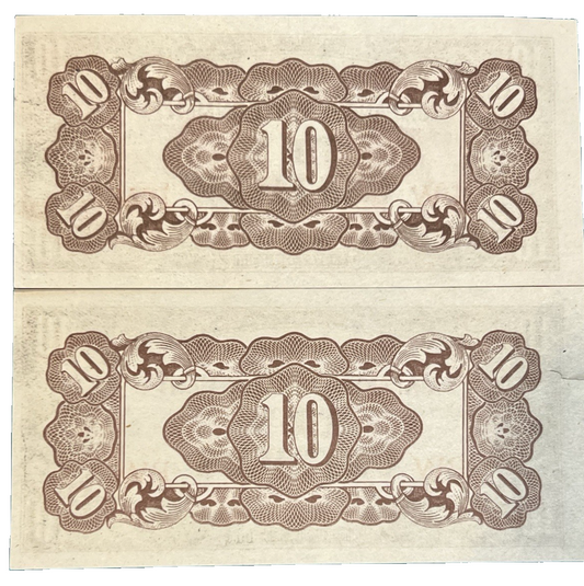 (4) 1942 Japanese Government Ten (10) Centavos WWII Philippines Occupation Money