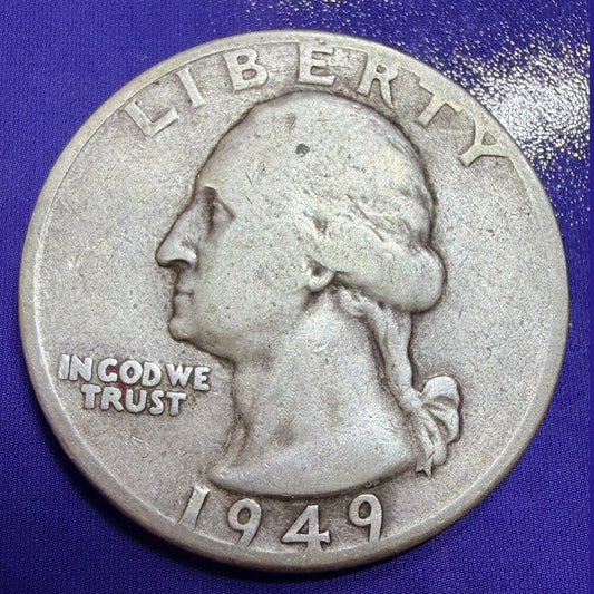 1949-D Washington Quarter 25c G Good 90% Silver Denver Mint US Coin