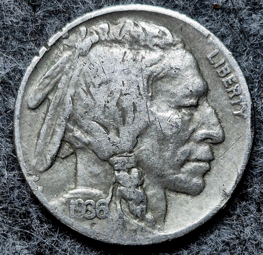 1936 Buffalo Nickel Sharp XF Features Partial Horn Full Date 5C