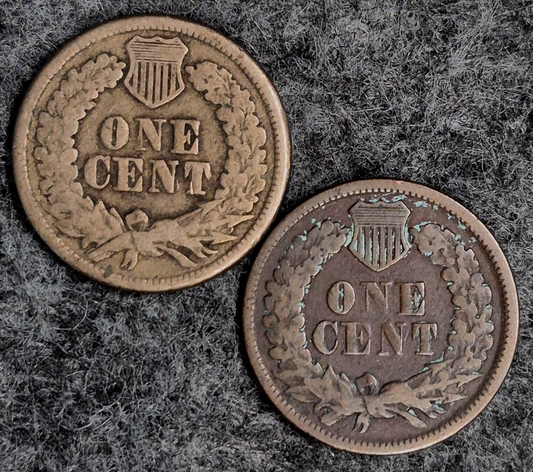 (2) 1864 Indian Head Cents Both G Features (1) Type II (1) Type III Coins Shown