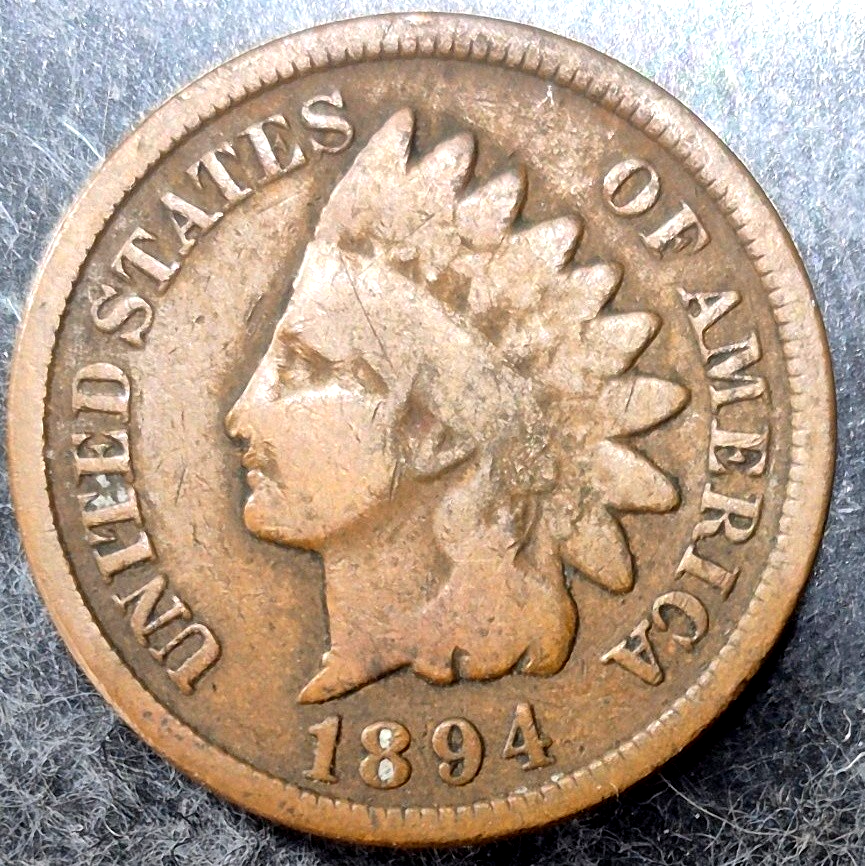 1894 Indian Head Cent Good Full Rims Shield Lines Bronze 1C US Penny Coin