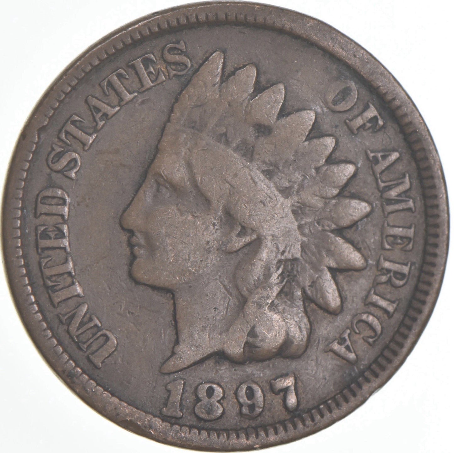 1897 Indian Head Cent Good- Very Good Average Circulated Condition BronzePenny