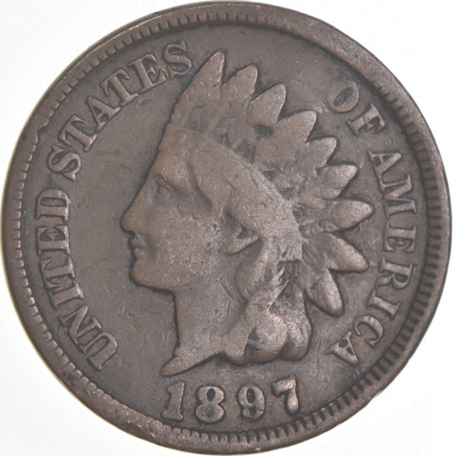 1897 Indian Head Cent Good- Very Good Average Circulated Condition BronzePenny