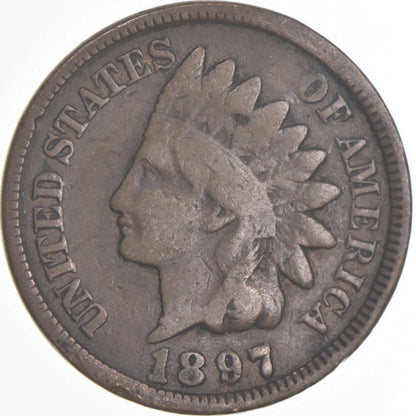 1897 Indian Head Cent Good- Very Good Average Circulated Condition BronzePenny