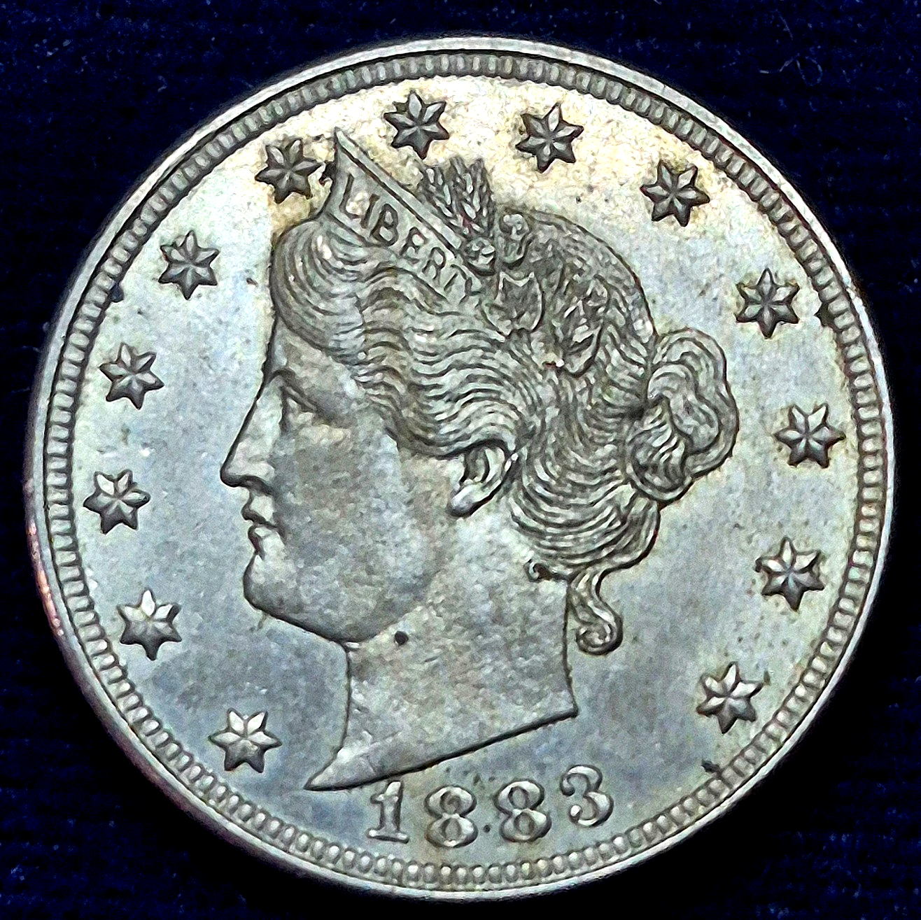 1883 No Cents Liberty V Nickel Strong MS++ Features Excellent Luster & Toning 5C
