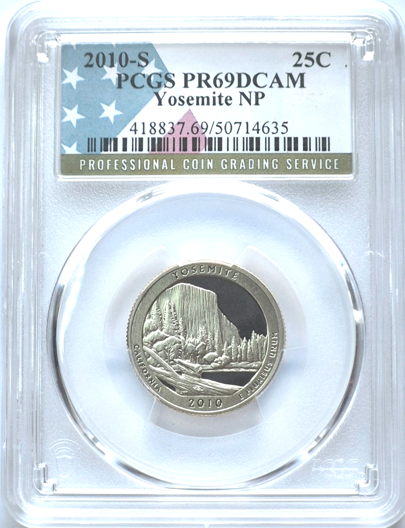 2010 S National Parks 5 Coin Quarter Set PCGS PR69DCAM Special Flag NP Label