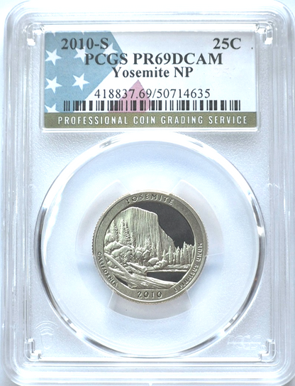 2010 S National Parks 5 Coin Quarter Set PCGS PR69DCAM Special Flag NP Label