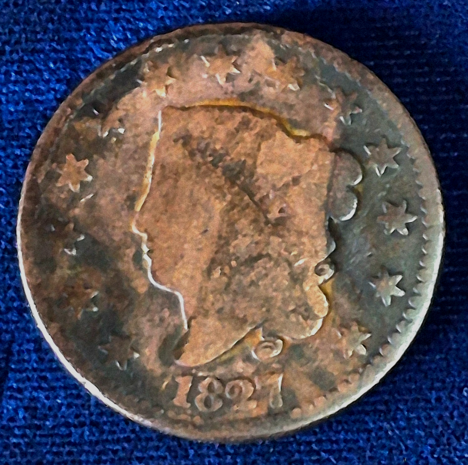 1827 Coronet Head Large Cent Variant N5 R2 AG-G  Features Better Date 1C