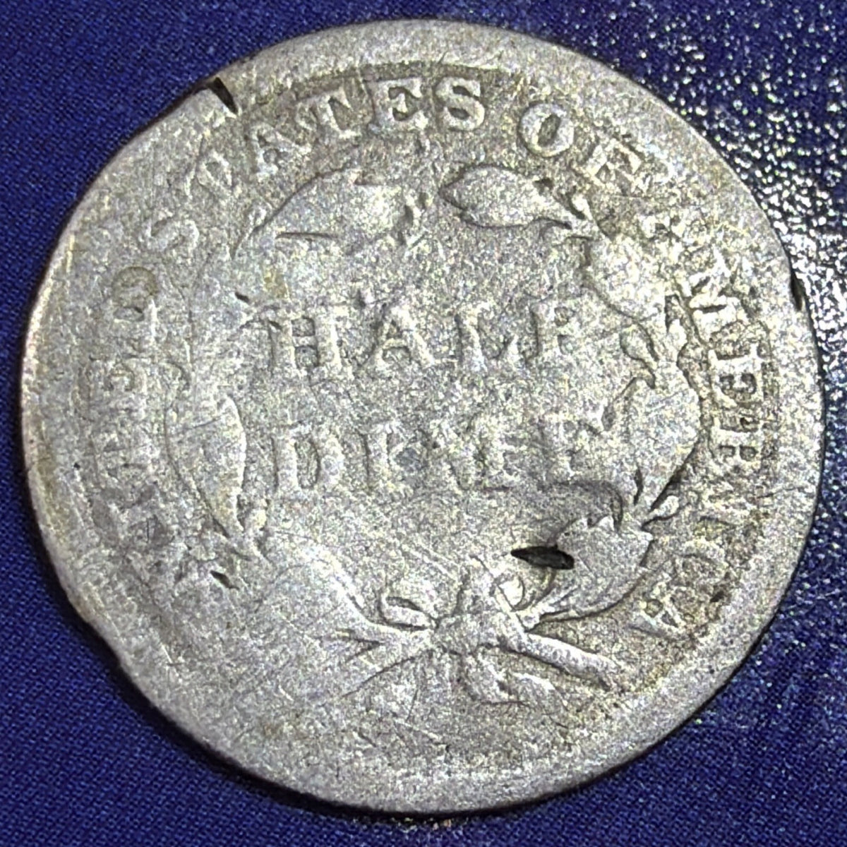 1857 Seated Liberty Half Dime 5C G Good Damaged 90% Silver US Coin Philadelphia