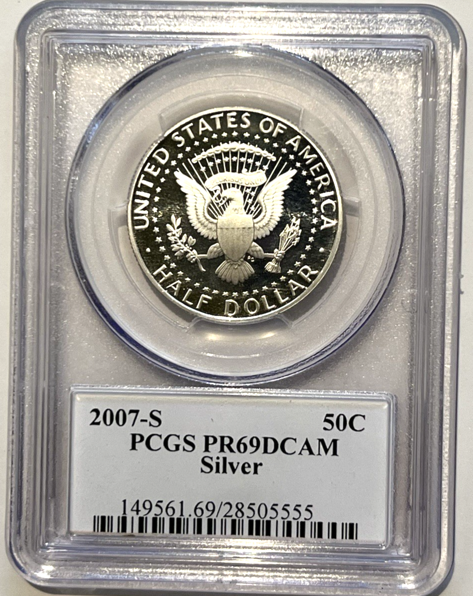 2007 S Silver Proof Kennedy Half Dollar PCGS PR69 DCAM JFK Signature Label