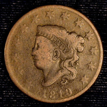 1819 1C Coronet Matron Head Large Cent N8 R1 Interesting Good-Fine Features
