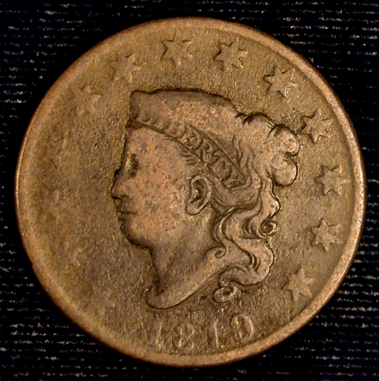 1819 1C Coronet Matron Head Large Cent N8 R1 Interesting Good-Fine Features