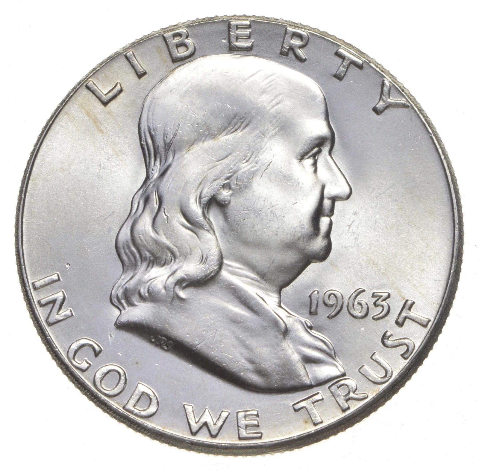 1963 Franklin Half Dollar SUPERB Gem BU Sharp Strike 90% Silver Coin