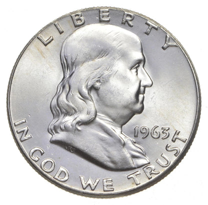 1963 Franklin Half Dollar SUPERB Gem BU Sharp Strike 90% Silver Coin