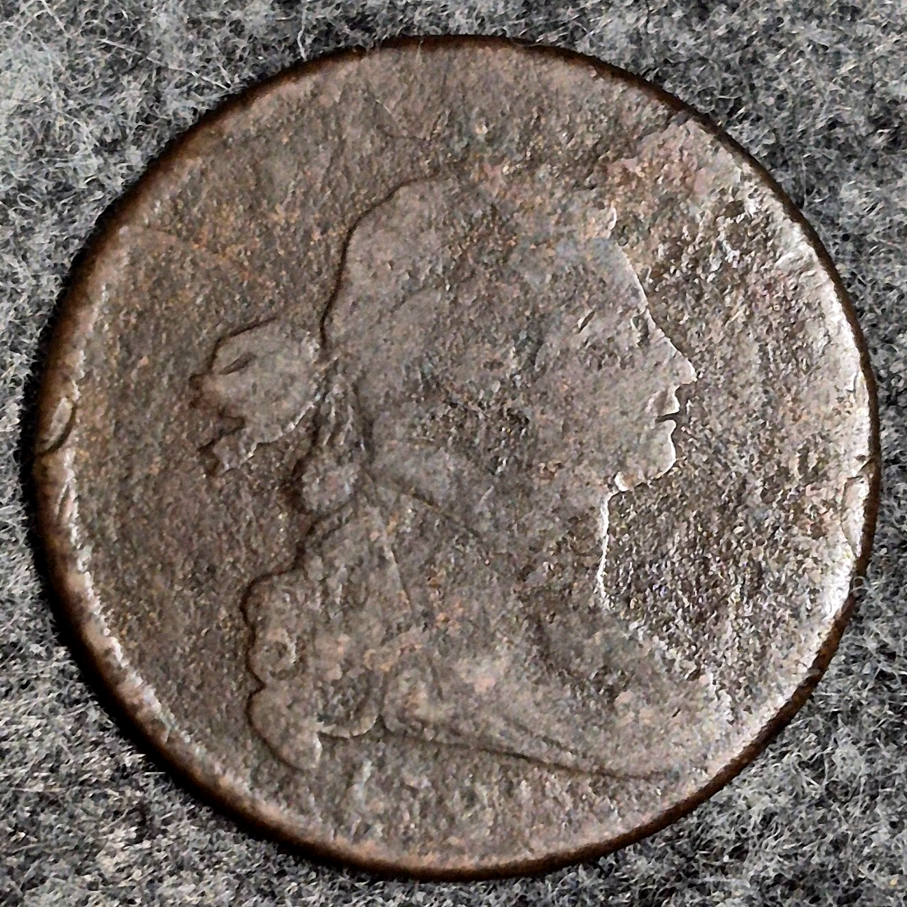 1798  2nd Hairstyle S-166 Draped Bust Large Cent Coin, Reverse Die Crack, 1C