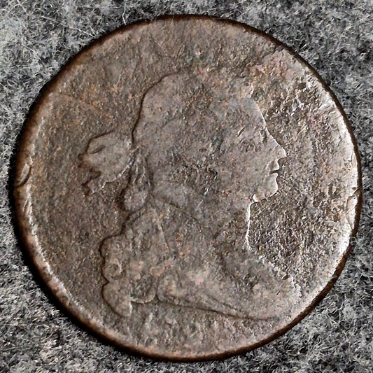 1798  2nd Hairstyle S-166 Draped Bust Large Cent Coin, Reverse Die Crack, 1C
