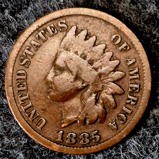 1885 Indian Head Cent Penny VG Features, Better Date, Coin Shown 1C