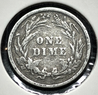 1898 Barber Dime 90% Silver Good Features Circulated Condition 10C