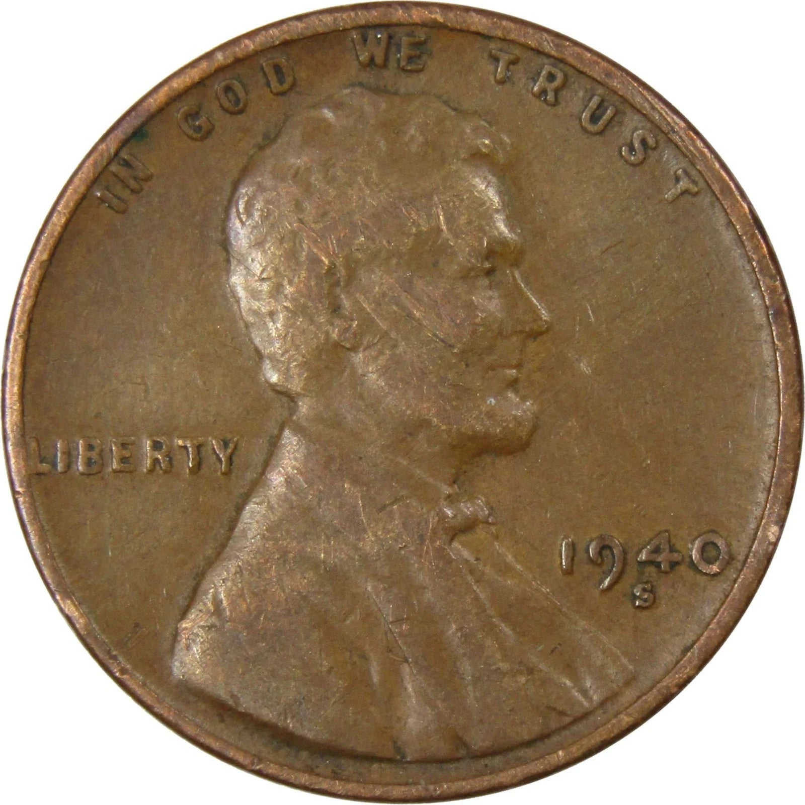 1940 S Lincoln Cent Good (G) to Very Good (VG) Circulated Condition Copper Penny
