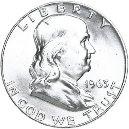 GEM BU Uncirculated MS 1963-D 90% SILVER Franklin Half Dollar Bright Shiny Coin