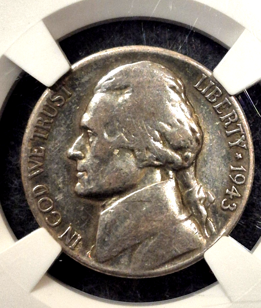 1943-S Jefferson War Nickel 5C NGC Genuine World War II Label 35% Silver