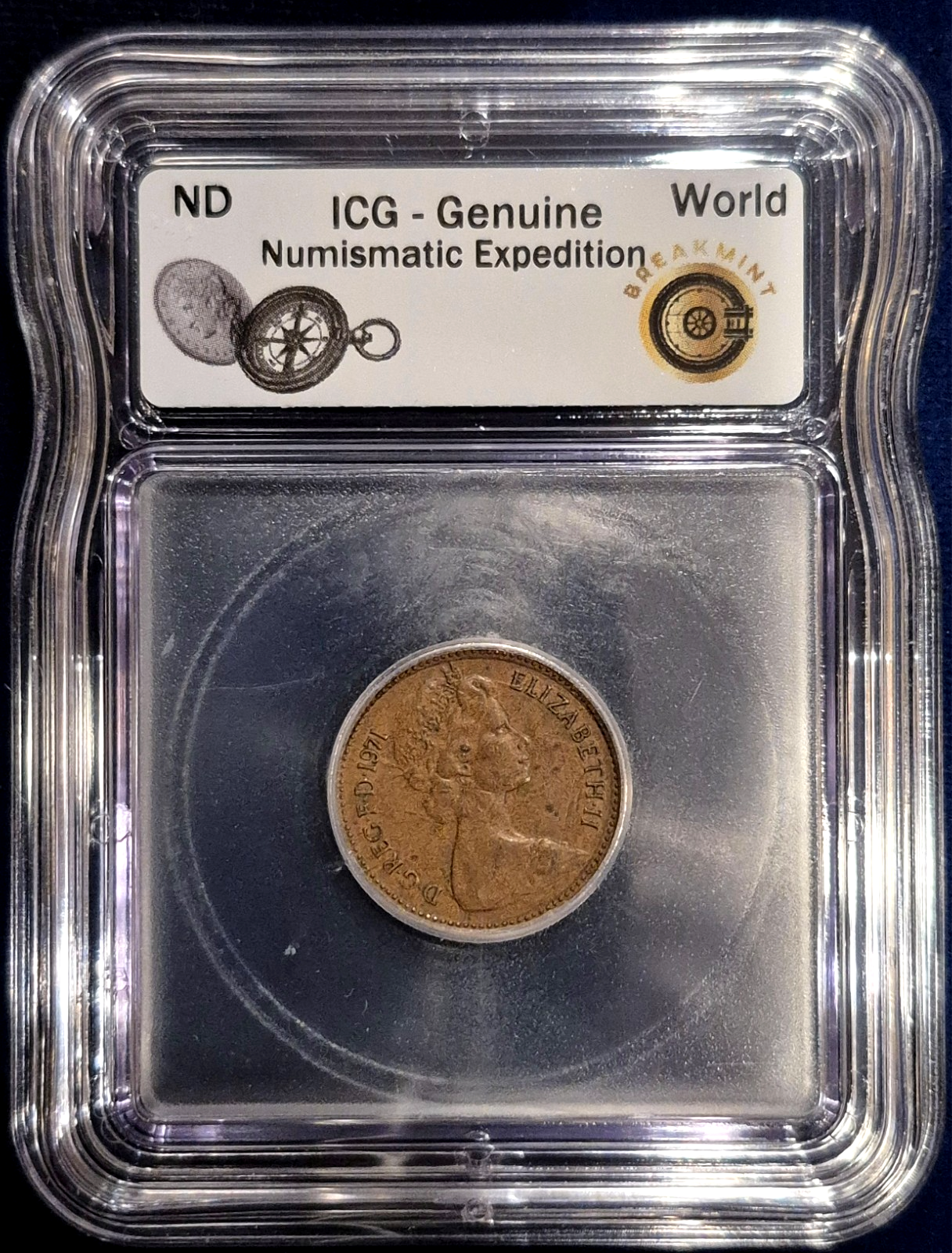 1 NEW PENNY United Kingdom 1971 Original ELIZABETH.II D. G. REG. F. D. 1971 Rare