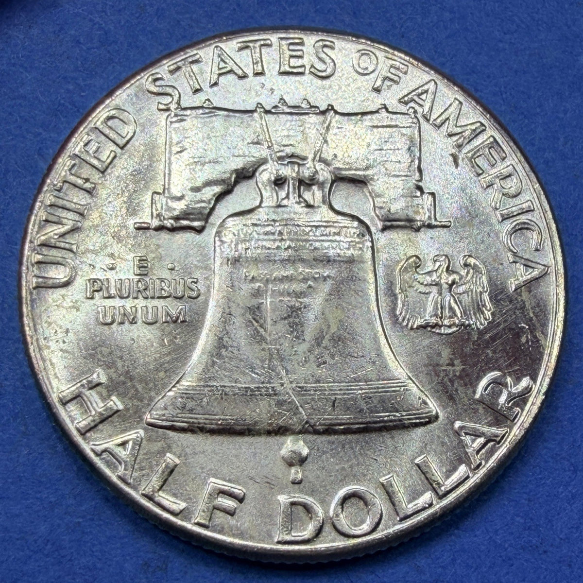 1963 Franklin Half Dollar 50C BU Uncirculated Final Year 90% Silver Toned Coin