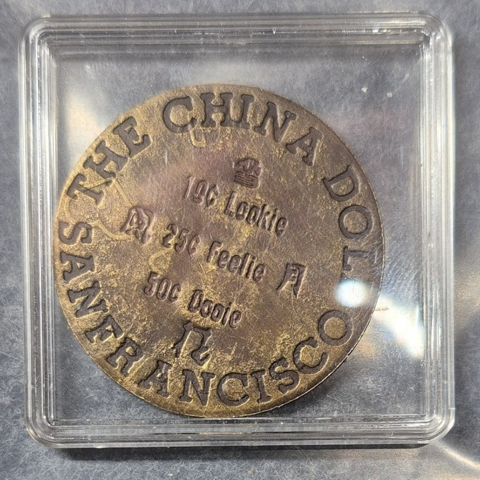 China Doll San Francisco $3 All Night Check Novelty Token Lookie Feelie w/ Case