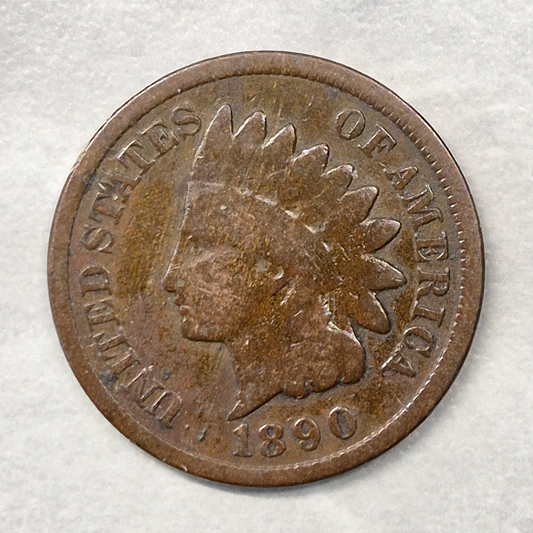 1890 Indian Head Cent Penny 1C G Good Bronze Brown Philadelphia US Type Coin
