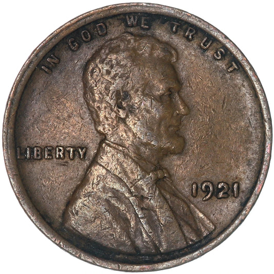 🔥 1921 P Lincoln Wheat Cent FINE-VERY FINE (F-VF) Condition Copper Penny 1c