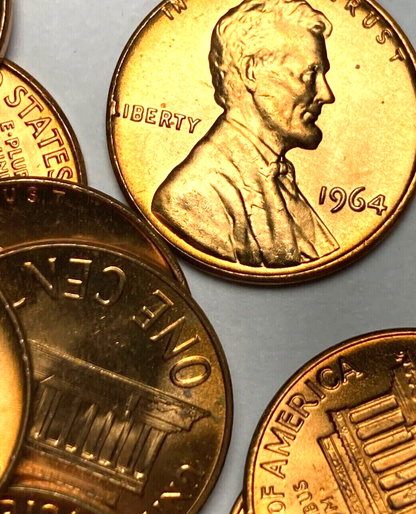 ✅ 1964-P BU UNC Lincoln Memorial 1c BRILLIANT UNCIRCULATED From OBW Roll