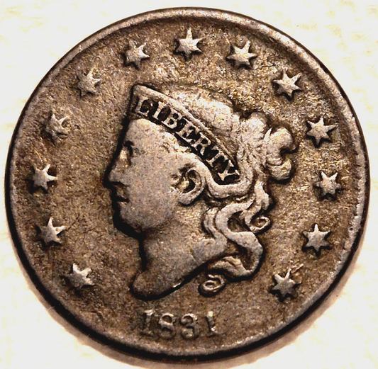 1831 Coronet Matron Head N3 R1 Large Cent Large Letters Variety Fine Features 1C