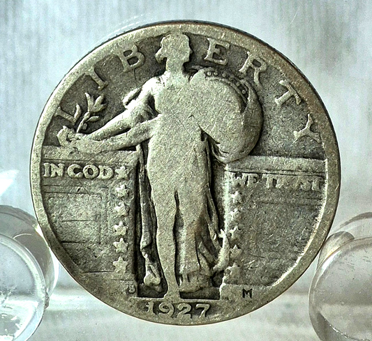 1927 S Standing Liberty Quarter Scarce G+/VG Features Tough Date, 90% Silver 25C