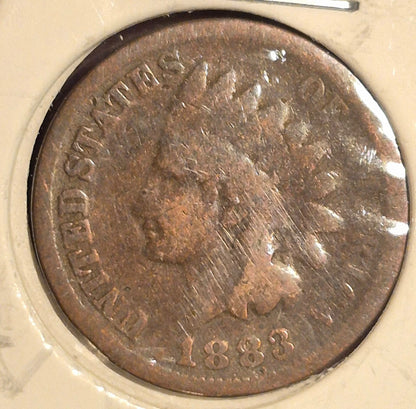 1881-1882-1883 LOT OF (3) INDIAN HEAD CENTS , G-VG Features, Exact Coins Shown