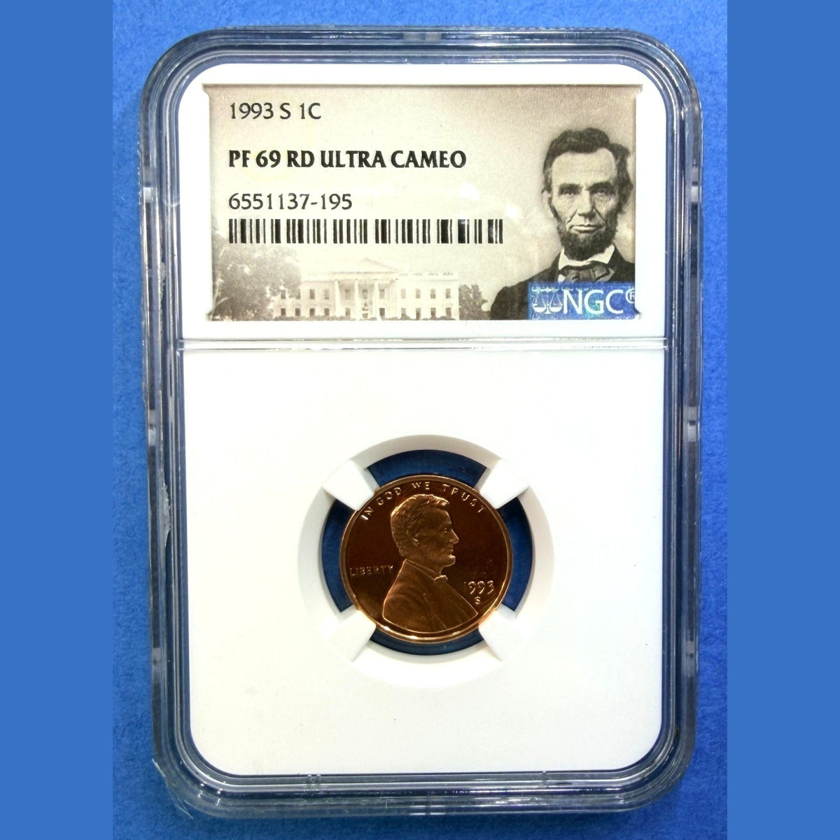 1993-S Lincoln Cent Proof NGC PF69 RD Ultra Cameo Lincoln White House Label - photo 1