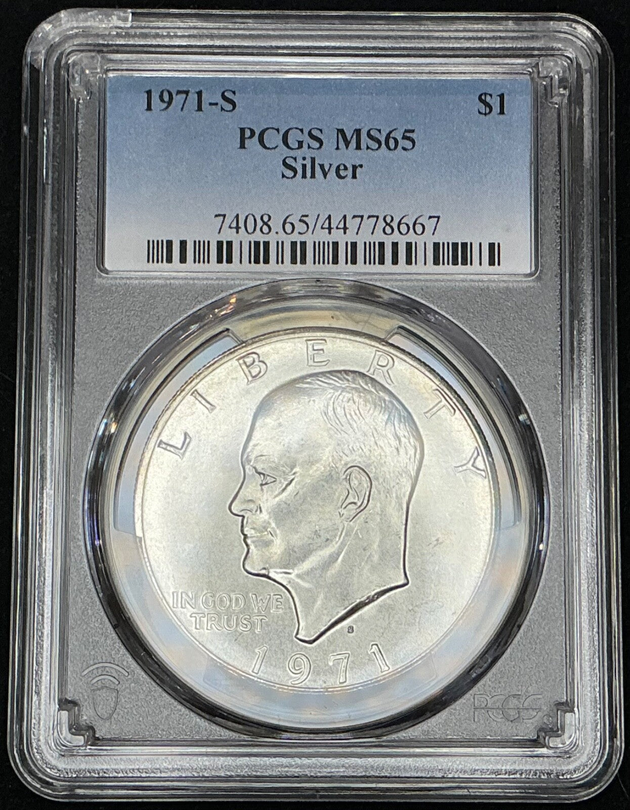 1971-S Silver Eisenhower Ike Dollar PCGS MS65 Bright Shiny $1 Coin