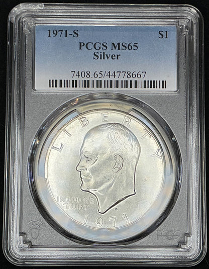 1971-S Silver Eisenhower Ike Dollar PCGS MS65 Bright Shiny $1 Coin