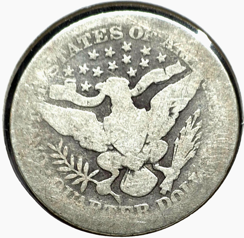 1911 Barber Silver Quarter 90% SILVER Coin Good+ Circulated Features 25C