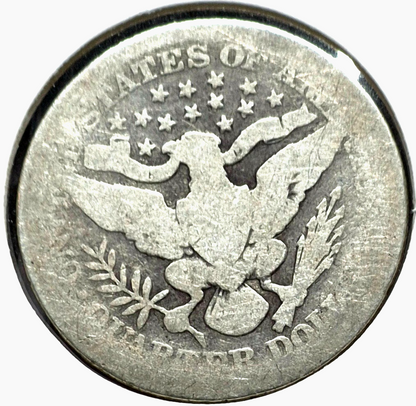 1911 Barber Silver Quarter 90% SILVER Coin Good+ Circulated Features 25C