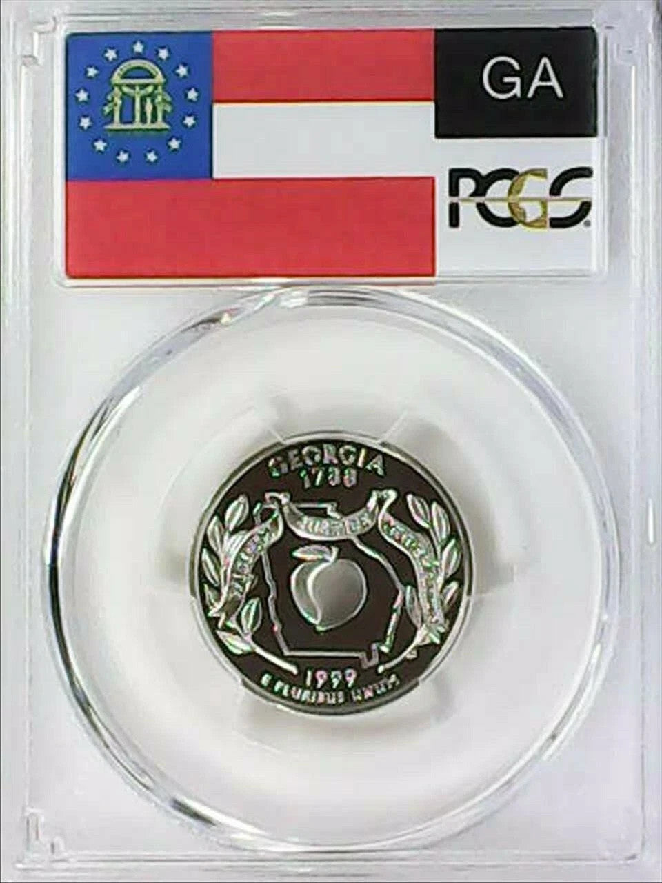 ✅ 1999-S Georgia 90% SILVER Washington Quarter ~ PCGS PR69DCAM State Flag Label