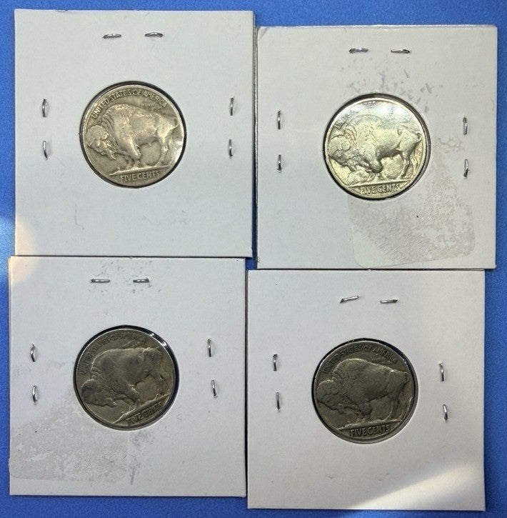 1935 Buffalo Nickel 5C Lot of 4 Coins F Fine Indian Head Five Cents US Coins