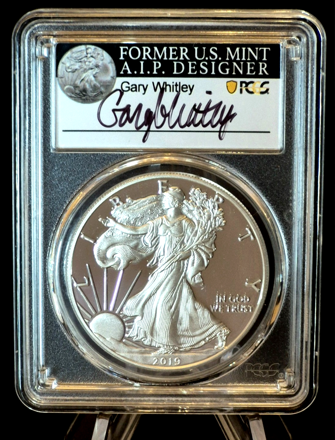 2019-S Silver Eagle PCGS PR70DCAM FDOI Gary Whitley Auto POP 130 1oz .999 SILVER