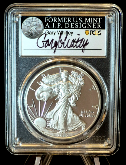 2019-S Silver Eagle PCGS PR70DCAM FDOI Gary Whitley Auto POP 130 1oz .999 SILVER
