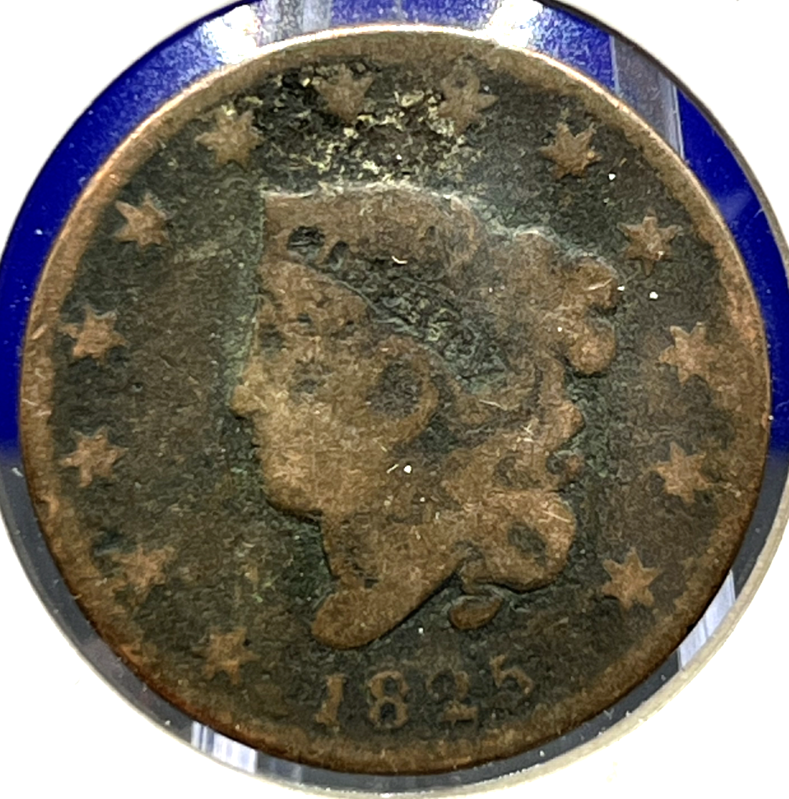 1825 Coronet Matron Head Large Cent Copper Penny ROTATED DIE 1c Collectible Coin
