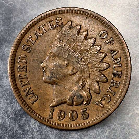 1905 Indian Head Cent Penny 1C XF Extremely Fine Full LIBERTY Reverse Spot
