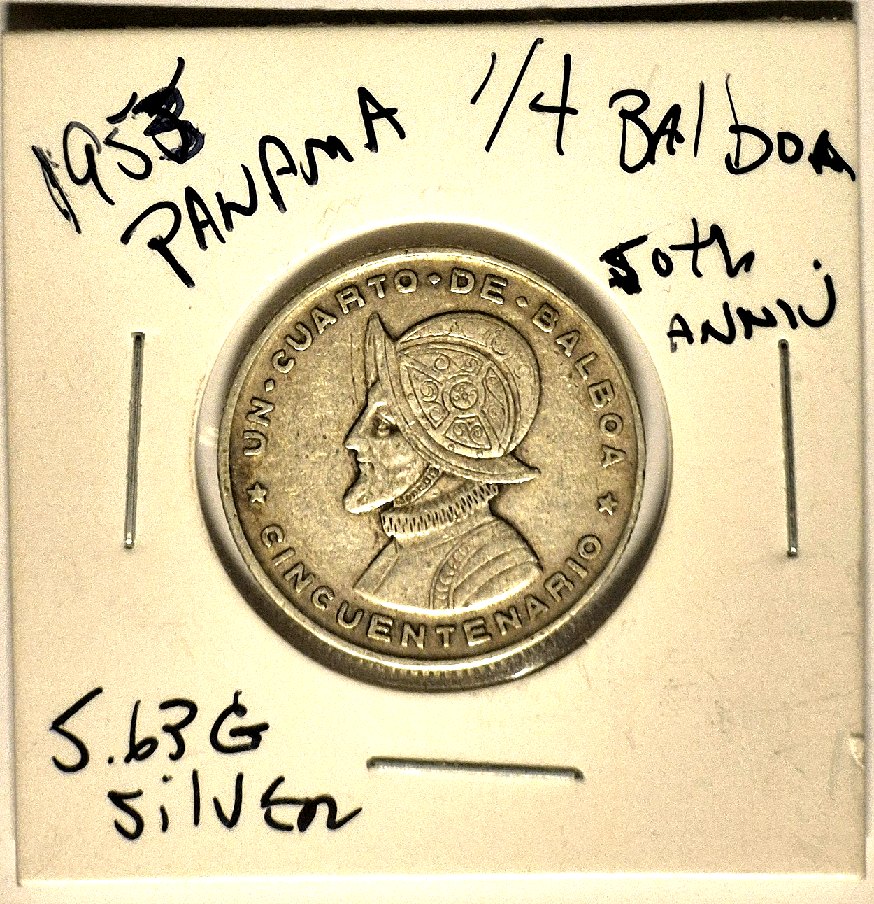 Panama 1953 1/4 Balboa Crisp AU Features 90% Silver Very Rare Low Mintage